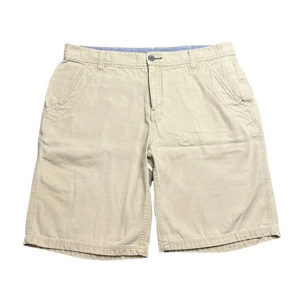 Horny Toad Cliff Canvas Shorts Mens 36x10 Khaki Organic Cotton Casual Hiking Tan